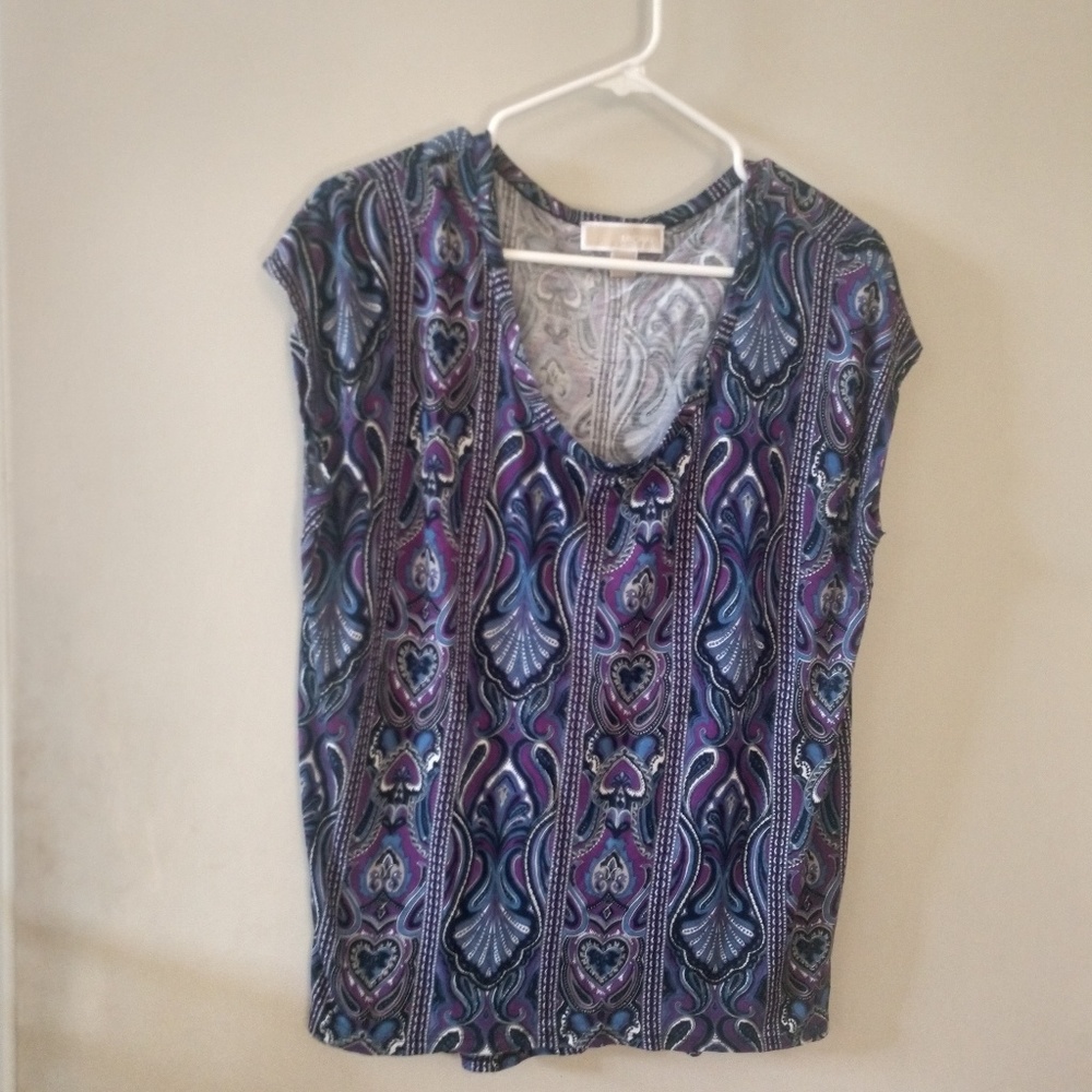 Michael Kors Paisley Purple Top size L